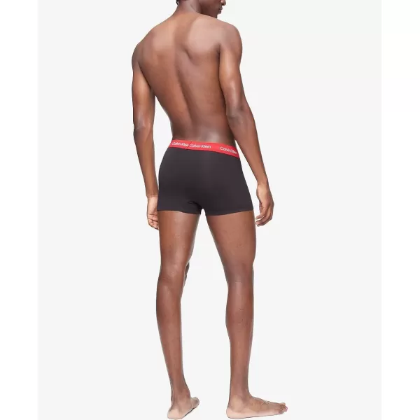 Calvin Klein Mens Cotton Stretch Low Rise TrunksBlack Bodies W Aspen Berry Sangria Lake Crest Blue Wbs