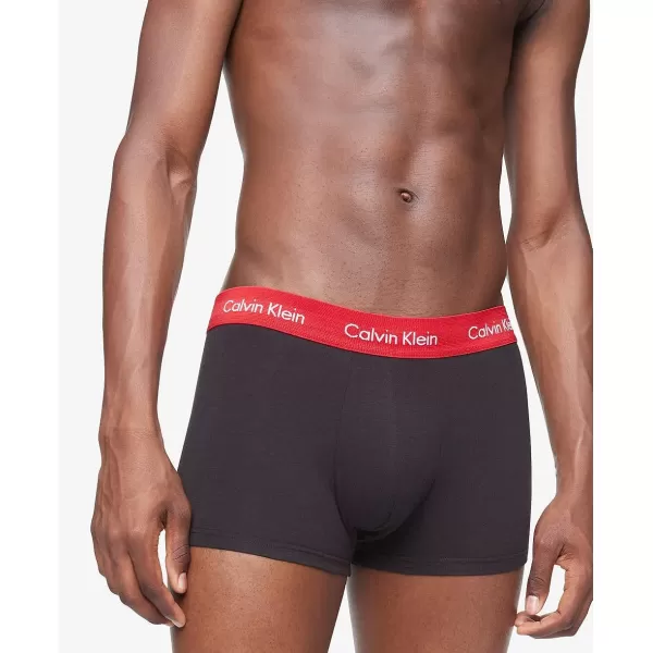 Calvin Klein Mens Cotton Stretch Low Rise TrunksBlack Bodies W Aspen Berry Sangria Lake Crest Blue Wbs