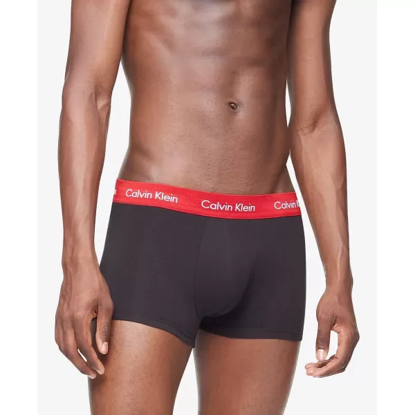 Calvin Klein Mens Cotton Stretch Low Rise TrunksBlack Bodies W Aspen Berry Sangria Lake Crest Blue Wbs