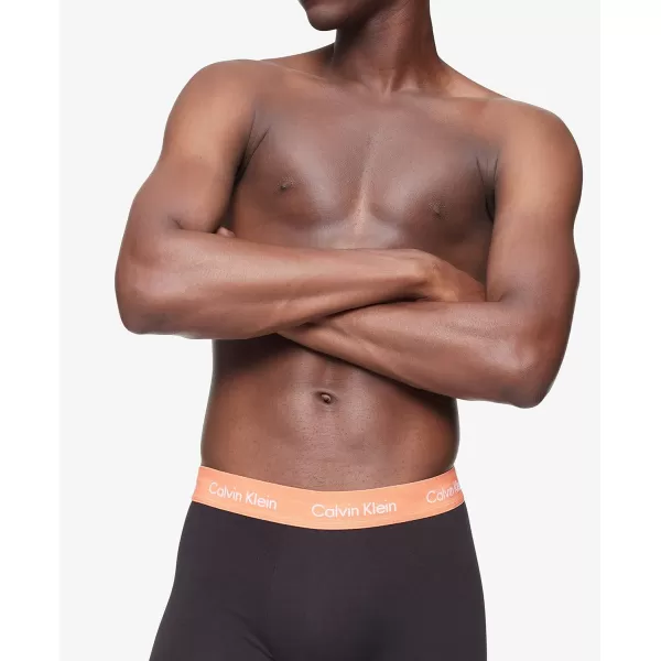 Calvin Klein Mens Cotton Stretch Low Rise TrunksBlack Bodies W Work Blue Ocean Hue Turned Mango Wbs