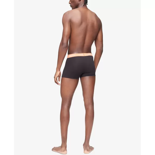 Calvin Klein Mens Cotton Stretch Low Rise TrunksBlack Bodies W Work Blue Ocean Hue Turned Mango Wbs