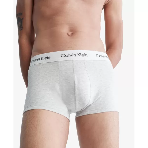 Calvin Klein Mens Cotton Stretch Low Rise TrunksGrey Heather Rhone Snow Heather