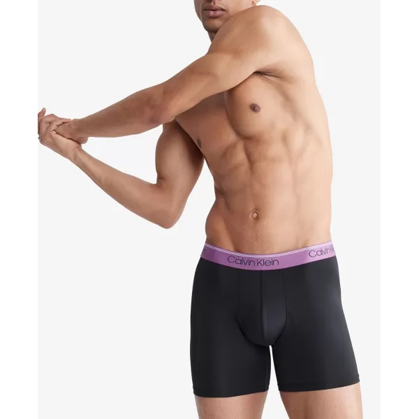 Calvin Klein Mens Micro Stretch 3Pack Boxer BriefBlack Bodies W Ameythyst Silver Birch Midnight