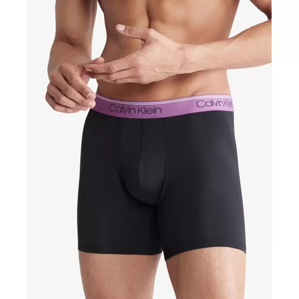 Calvin Klein Mens Micro Stretch 3Pack Boxer BriefBlack Bodies W Ameythyst Silver Birch Midnight