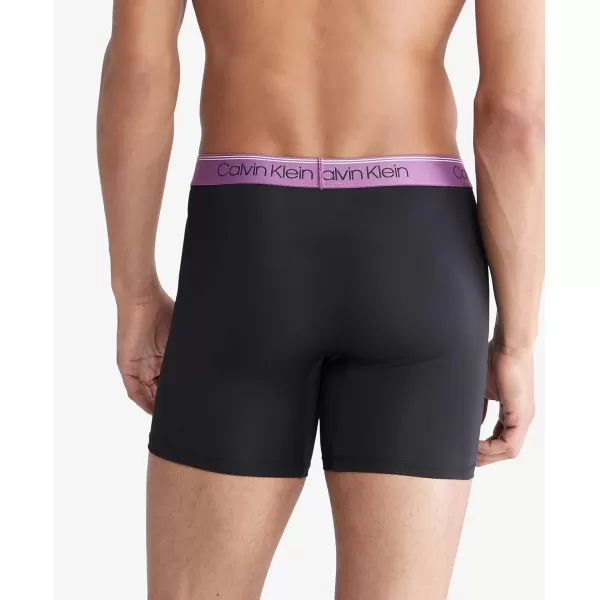 Calvin Klein Mens Micro Stretch 3Pack Boxer BriefBlack Bodies W Ameythyst Silver Birch Midnight