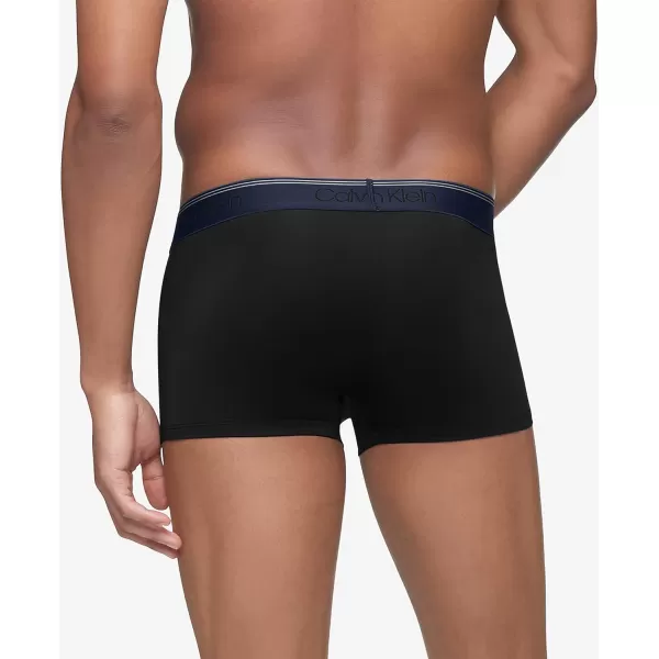 Calvin Klein Mens Micro Stretch 3Pack Low Rise TrunkBlack Bodies W Cobalt Sapphire Spring Distorted Blue