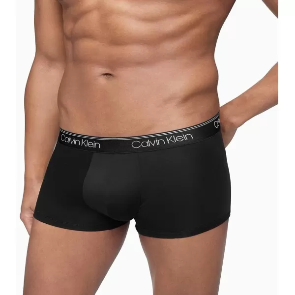 Calvin Klein Mens Micro Stretch 3Pack Low Rise TrunkBlack Convoy Red Gala