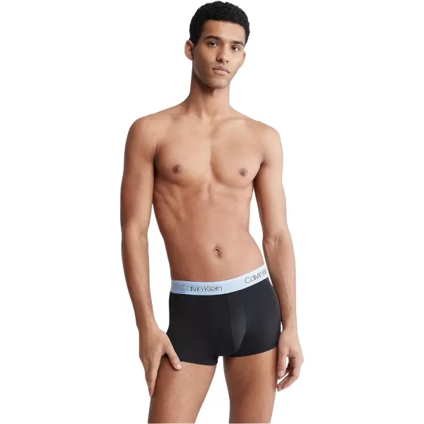 Calvin Klein Mens Micro Stretch 3Pack Low Rise TrunkBlackDark OliveDapple GreyBel Air Blue