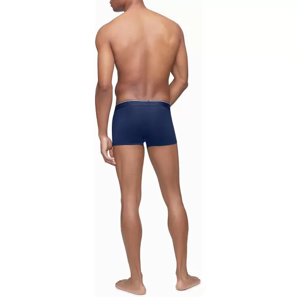 Calvin Klein Mens Micro Stretch 3Pack Low Rise TrunkNew Navy Artesian Blue Blue Paradise