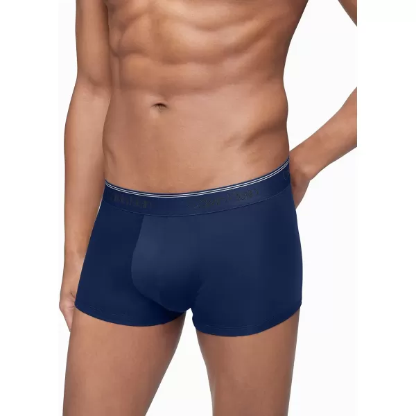 Calvin Klein Mens Micro Stretch 3Pack Low Rise TrunkNew Navy Artesian Blue Blue Paradise