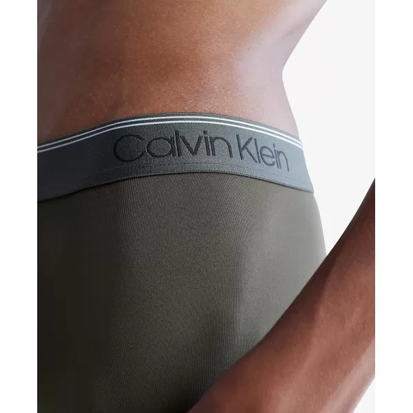 Calvin Klein Mens Micro Stretch 3Pack Low Rise TrunkOlive Tapioca Legion Blue