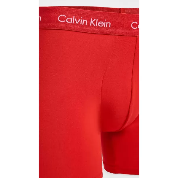 Calvin Klein Underwear Mens Cotton Stretch 5Pack Boxer BriefRougeMahoganyWhiteLunarBlk