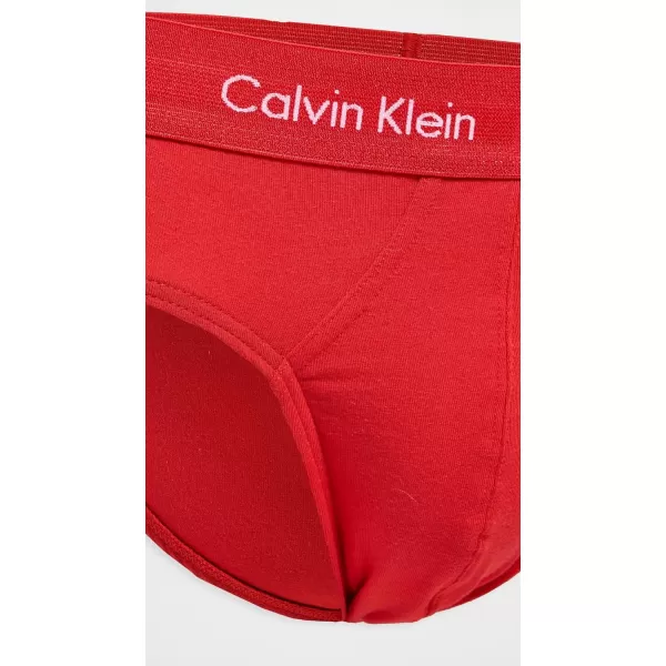 Calvin Klein Underwear Mens Cotton Stretch 5Pack Hip BriefRougeMahoganyWhiteLunarBlk