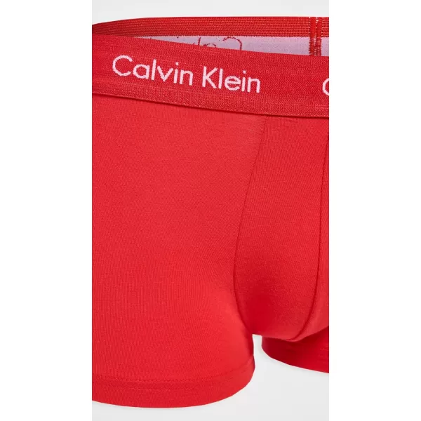 Calvin Klein Underwear Mens Cotton Stretch 5Pack Low Rise TrunkRougeMahoganyWhiteLunarBlk