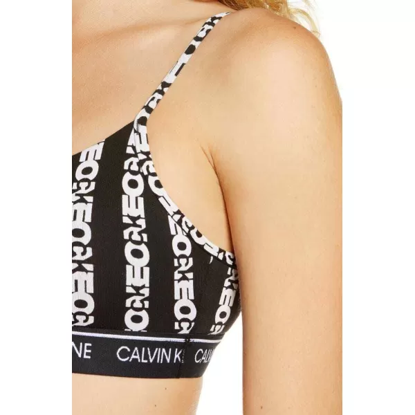 Calvin Klein Womens CK One Cotton Unlined BraletteOne Logo Stripe Black