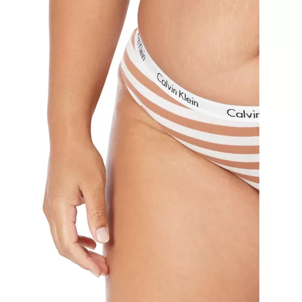 Calvin Klein Womens Carousel Logo Cotton Stretch Bikini Panties 3 Pack3 Palest BlueWhiteRainer Stripe Sandalwood