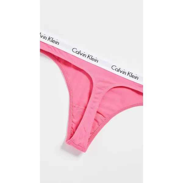 Calvin Klein Womens Carousel Logo Cotton Thong Multipack Panty3 Feeder Stripe Ripe BerryGrey HeatherPink Smoothie