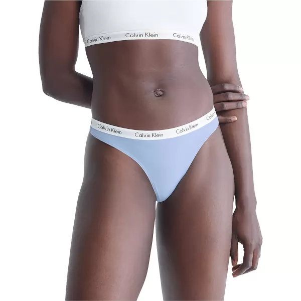 Calvin Klein Womens Carousel Logo Cotton Thong Multipack Panty3 Iris OrchidVanilla IceIceland Blue