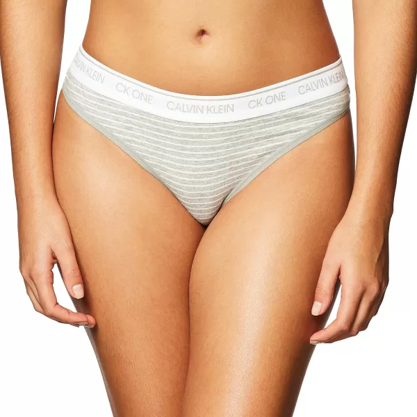 Calvin Klein Womens Ck One Cotton Thong PantyGrey Heather Cozy Stripe