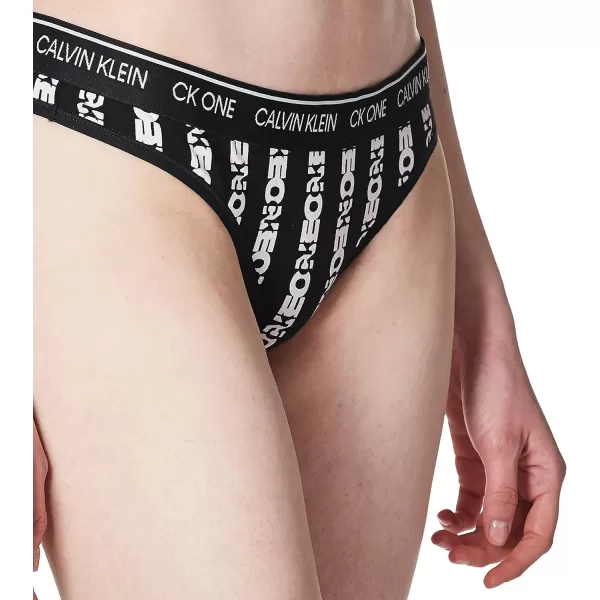 Calvin Klein Womens Ck One Cotton Thong PantyOne Logo Stripe Black