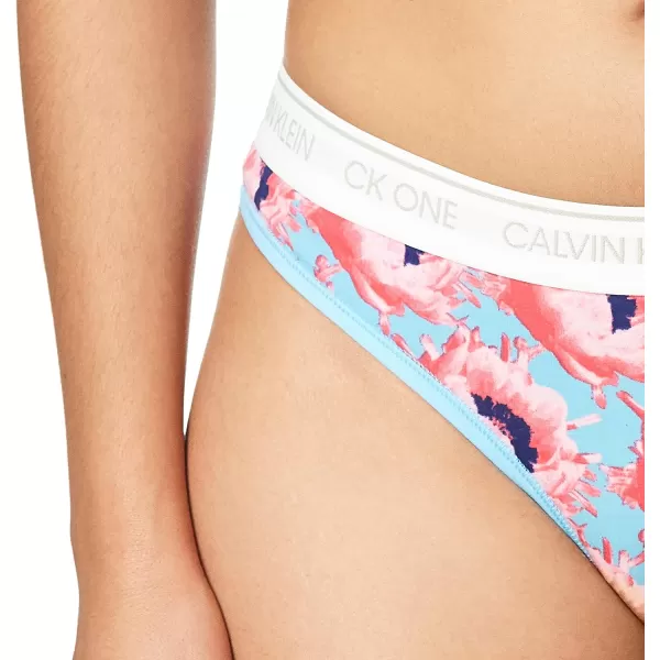 Calvin Klein Womens Ck One Cotton Thong PantyProsper Floral Printpink Smoothie