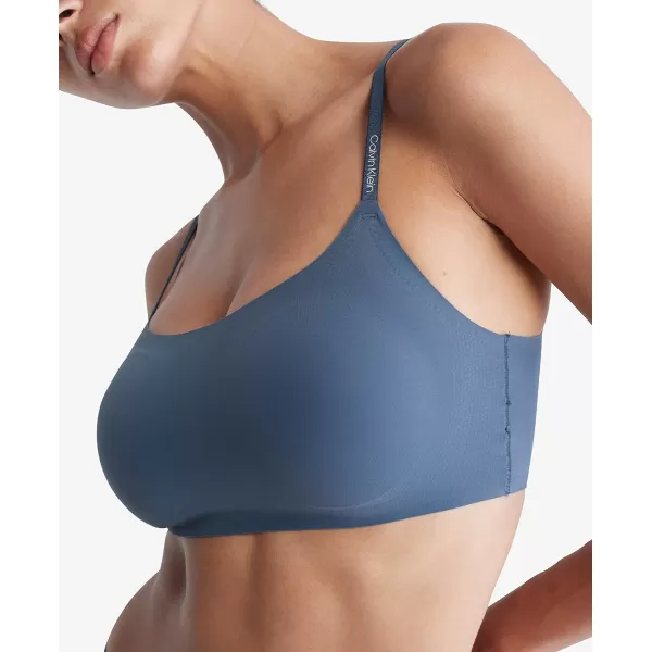 Calvin Klein Womens Invisibles Comfort Seamless Adjustable Skinny Strap Bralette BraBlue Edge