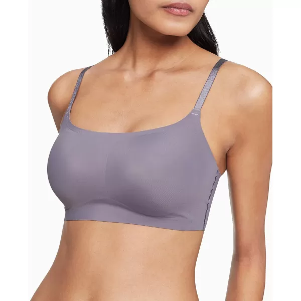 Calvin Klein Womens Invisibles Comfort Seamless Adjustable Skinny Strap Bralette BraPurple Haze