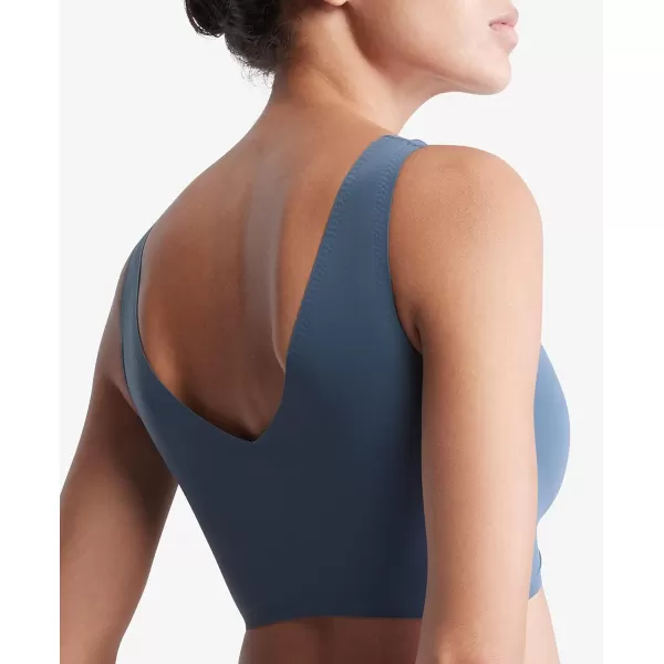 Calvin Klein Womens Invisibles Comfort Seamless Lightly Lined V Neck Bralette BraBlue Edge