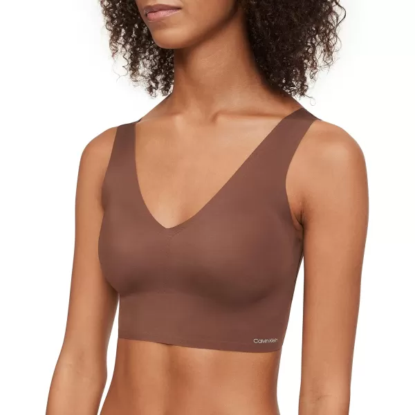 Calvin Klein Womens Invisibles Comfort Seamless Lightly Lined V Neck Bralette BraChestnut