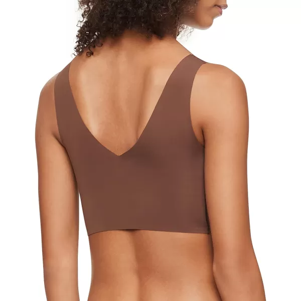 Calvin Klein Womens Invisibles Comfort Seamless Lightly Lined V Neck Bralette BraChestnut