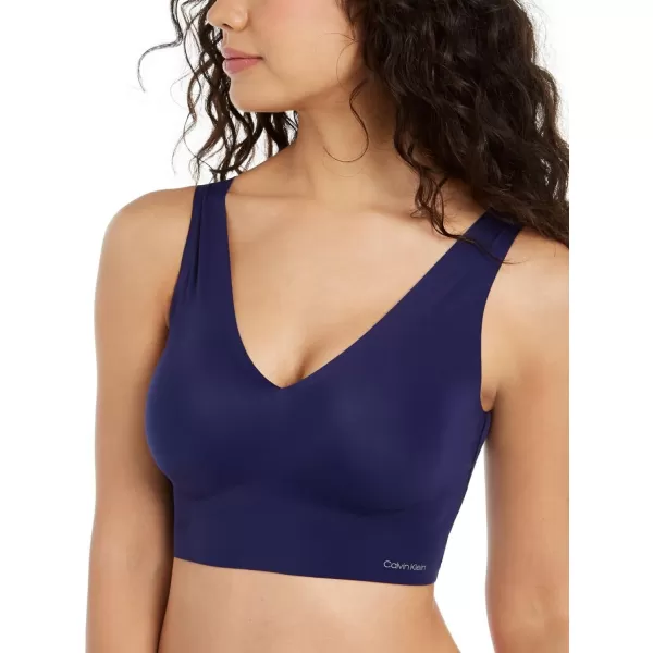 Calvin Klein Womens Invisibles Comfort Seamless Lightly Lined V Neck Bralette BraPurple Night