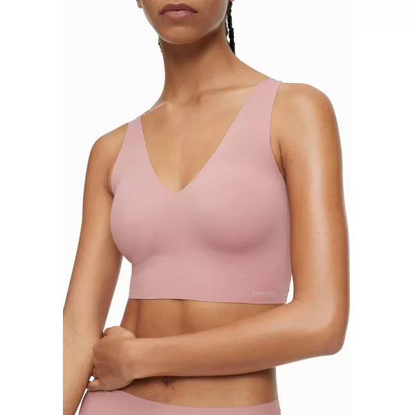 Calvin Klein Womens Invisibles Comfort Seamless Lightly Lined V Neck Bralette BraRed Grape