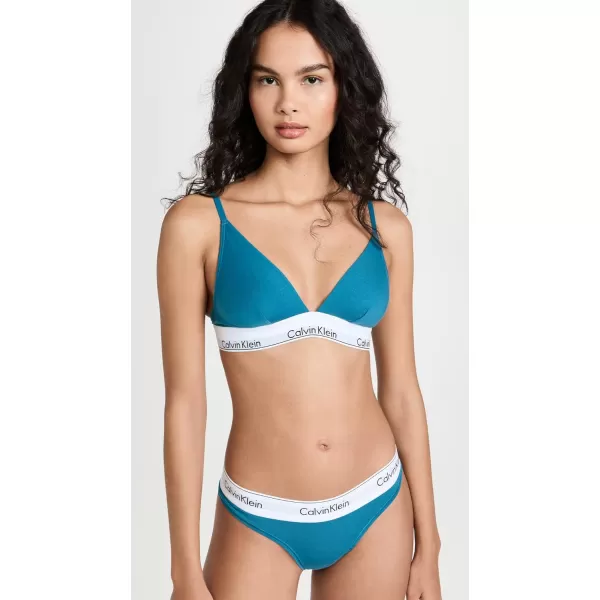 Calvin Klein Womens Modern Cotton Stretch Thong PantiesTapestry Teal