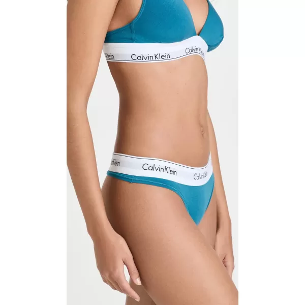 Calvin Klein Womens Modern Cotton Stretch Thong PantiesTapestry Teal