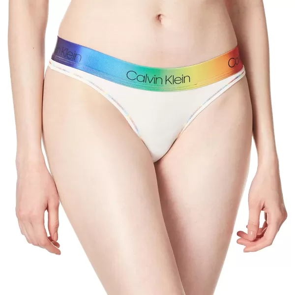 Calvin Klein Womens Modern Cotton Stretch Thong PantiesWhite Gradient Rainbow