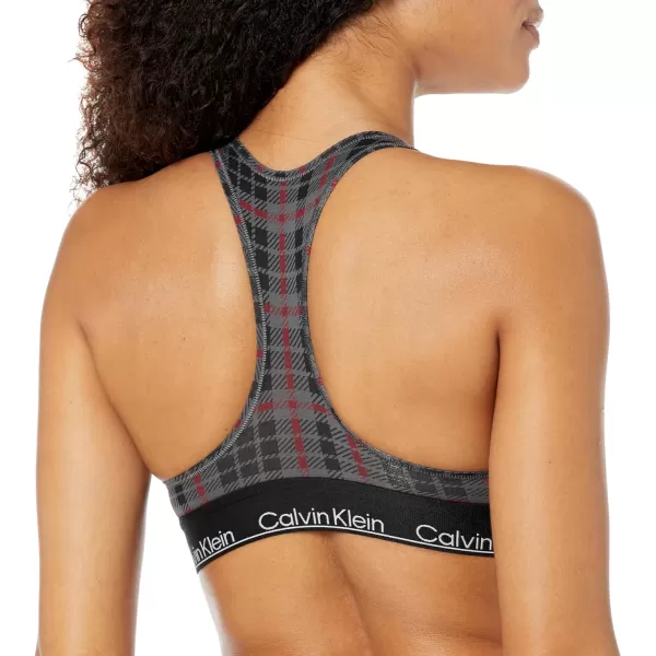 Calvin Klein Womens Modern Cotton Unlined Wireless BraletteScotish PlaidcharcoalSundried Tomato