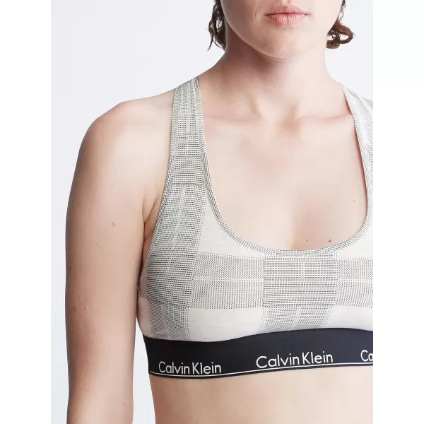 Calvin Klein Womens Modern Cotton Unlined Wireless BraletteTextured Plaid Oatmeal