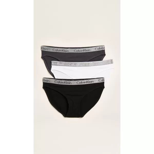 Calvin Klein Womens Radiant Cotton Bikini Panty 3 PackBqa BlackWhite 3