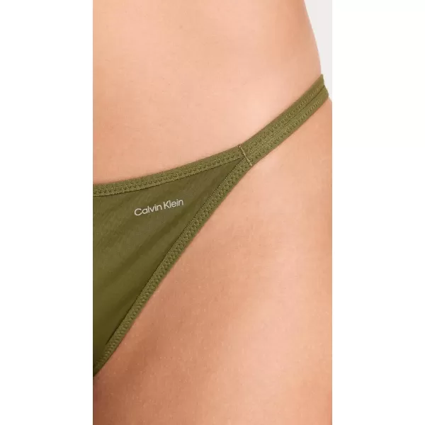 Calvin Klein Womens Sheer Marquisette HighLeg TangaDark Olive