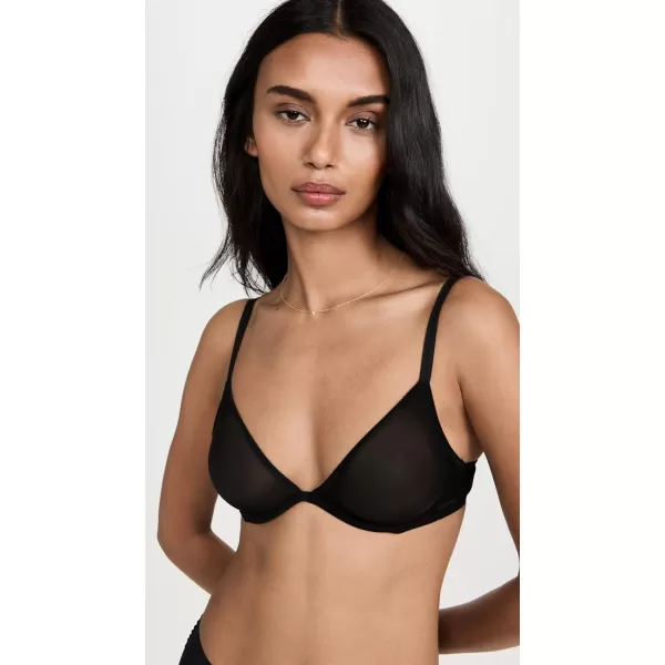 Calvin Klein Womens Sheer Marquisette Unlined Plunge BraBlack