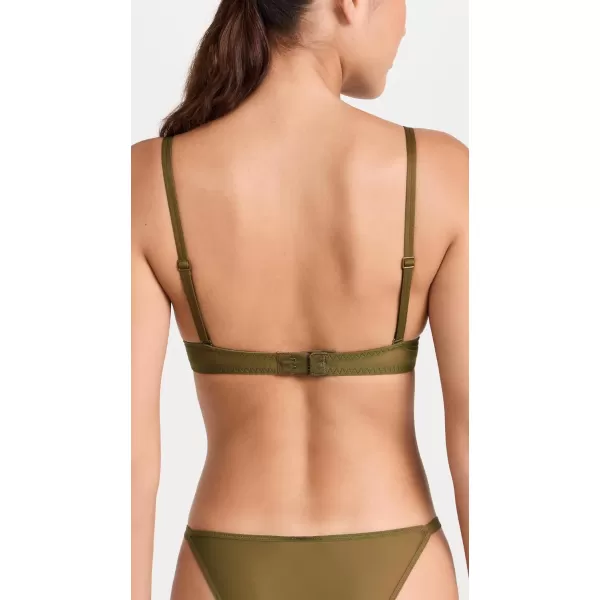 Calvin Klein Womens Sheer Marquisette Unlined Plunge BraDark Olive