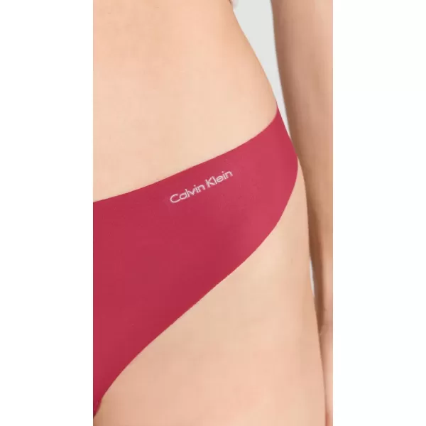 Calvin Klein underwear Womens Invisibles 3 Pack ThongRed Bud Vanilla Ice Black