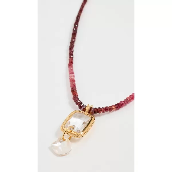 Chan Luu Womens Burgundy Mix Beaded Pendant Necklaceyellowgoldandsterlingsilver