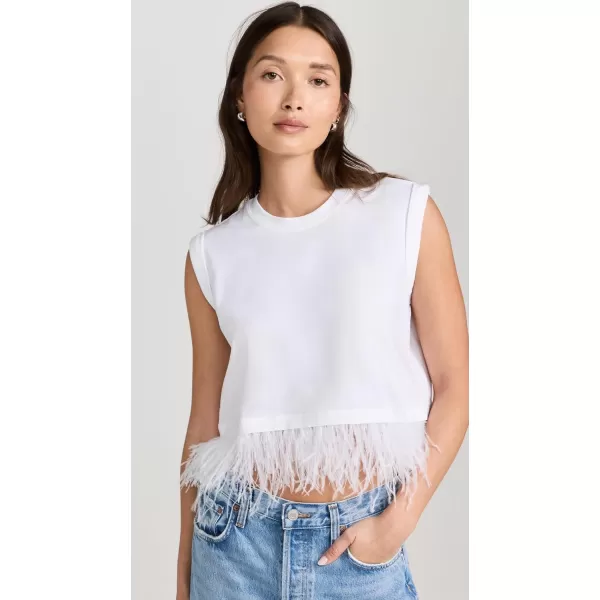 Cinq  Sept Womens Cropped Feather TeeWhite