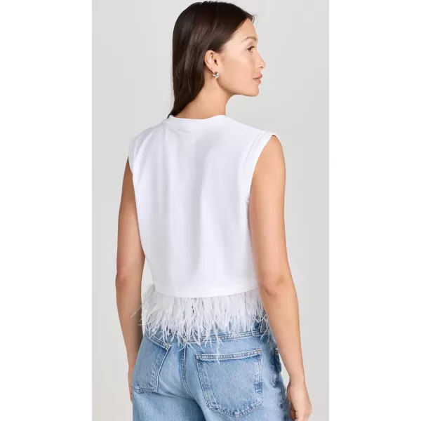 Cinq  Sept Womens Cropped Feather TeeWhite