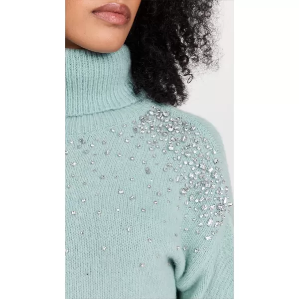 Cinq  Sept Womens Rhinestone Crackle Embellished Alani Turtleneck SweaterCelestial Blue