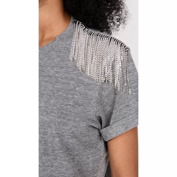 Cinq  Sept Womens Rhinestone Fringe Bree TeeHeather Grey