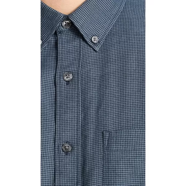 Club Monaco Mens Houndstooth Flannel ShirtNavyBleu Marine