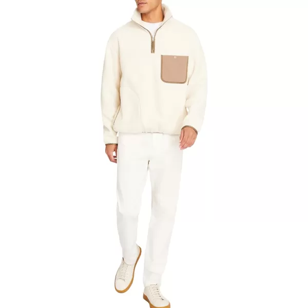 Club Monaco Mens Sherpa Fleece Quarter ZipAntique WhiteBlanc