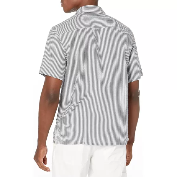 Club Monaco Mens Short Sleeve Camp Collar Seersucker ShirtGrey